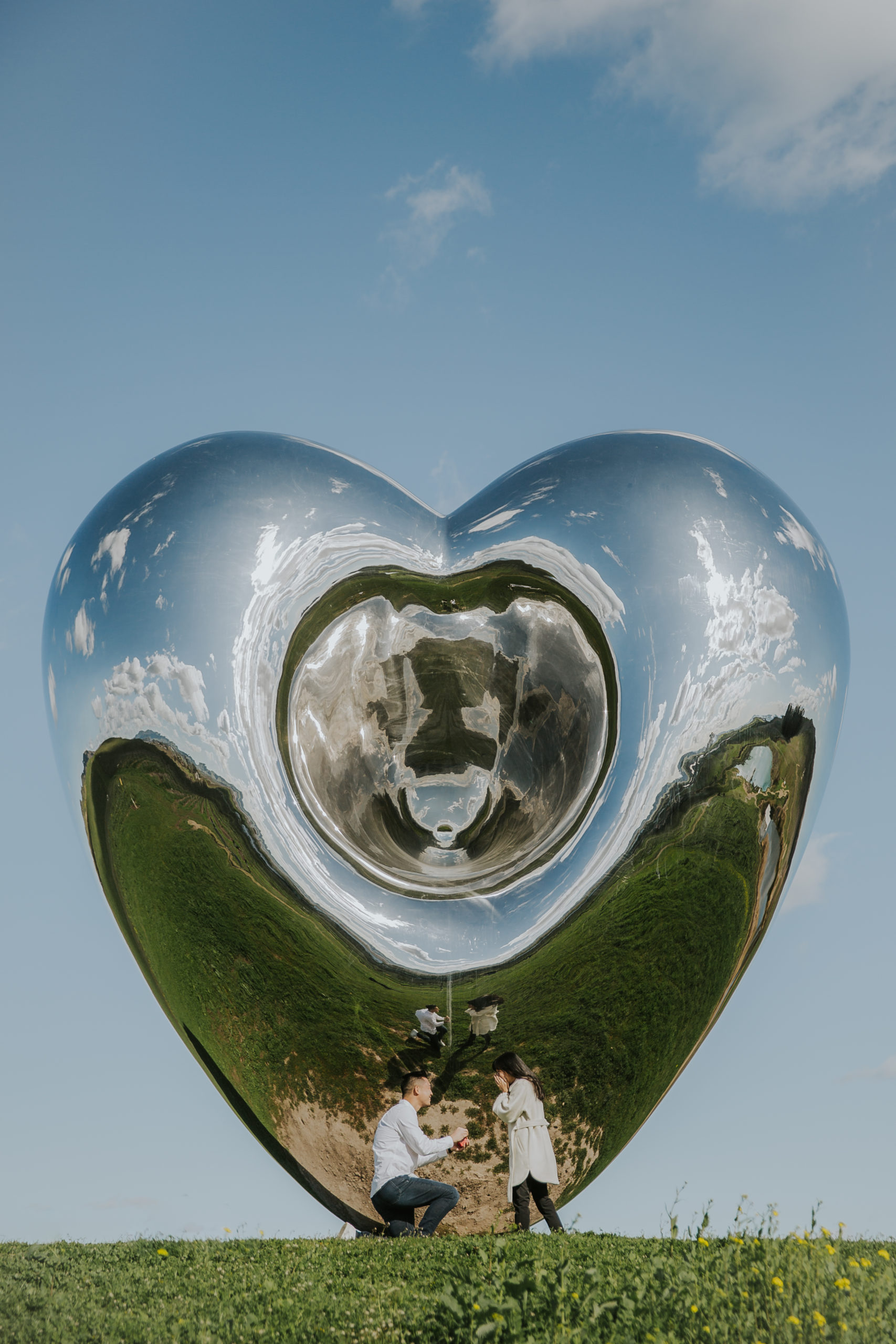 rebecca skidgel photography sonoma wine country donum estate winery proposal photographer guy proposing to girl heart sculpture