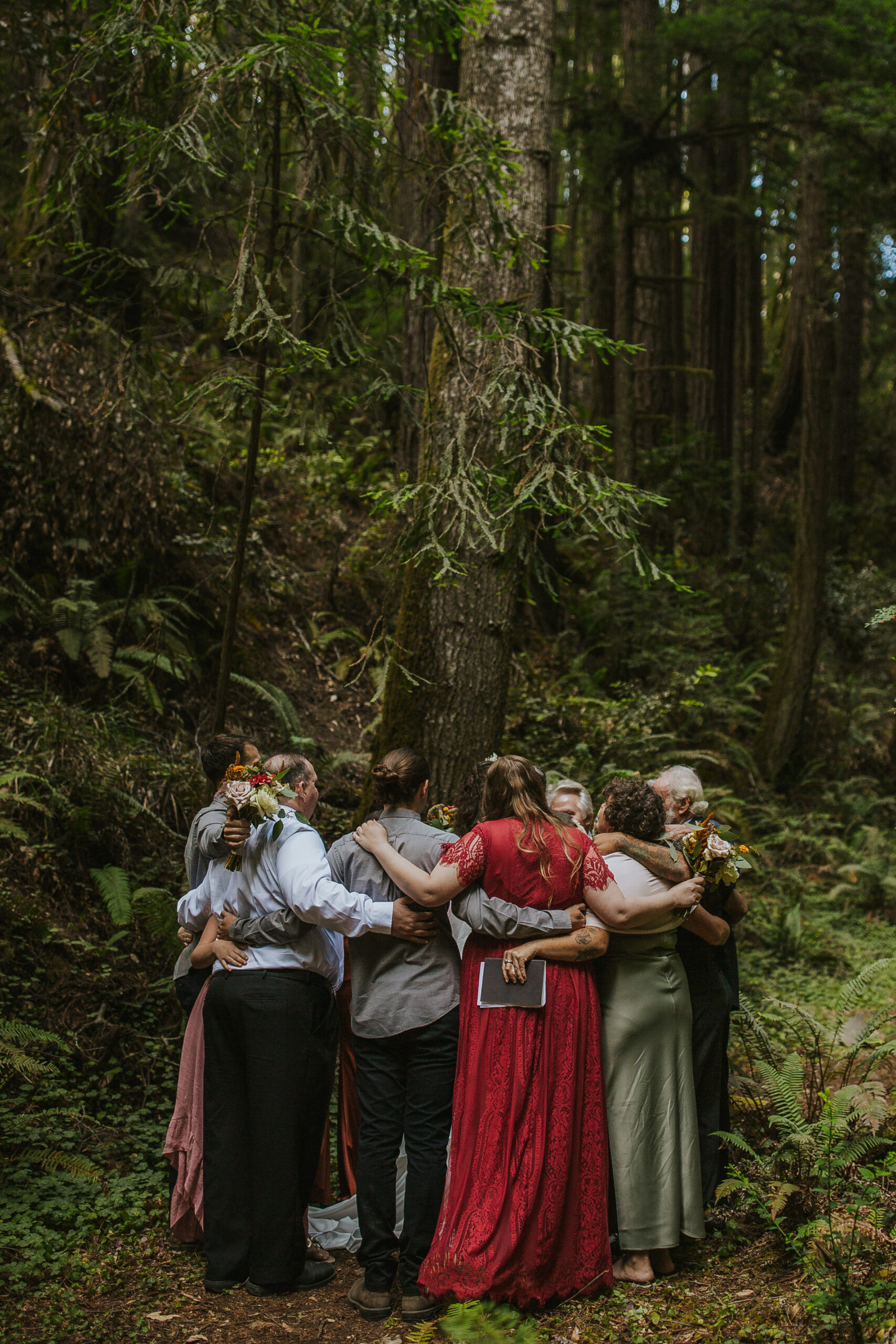 rebecca skidgel photography wedding elopement photographer california coast forest group hug